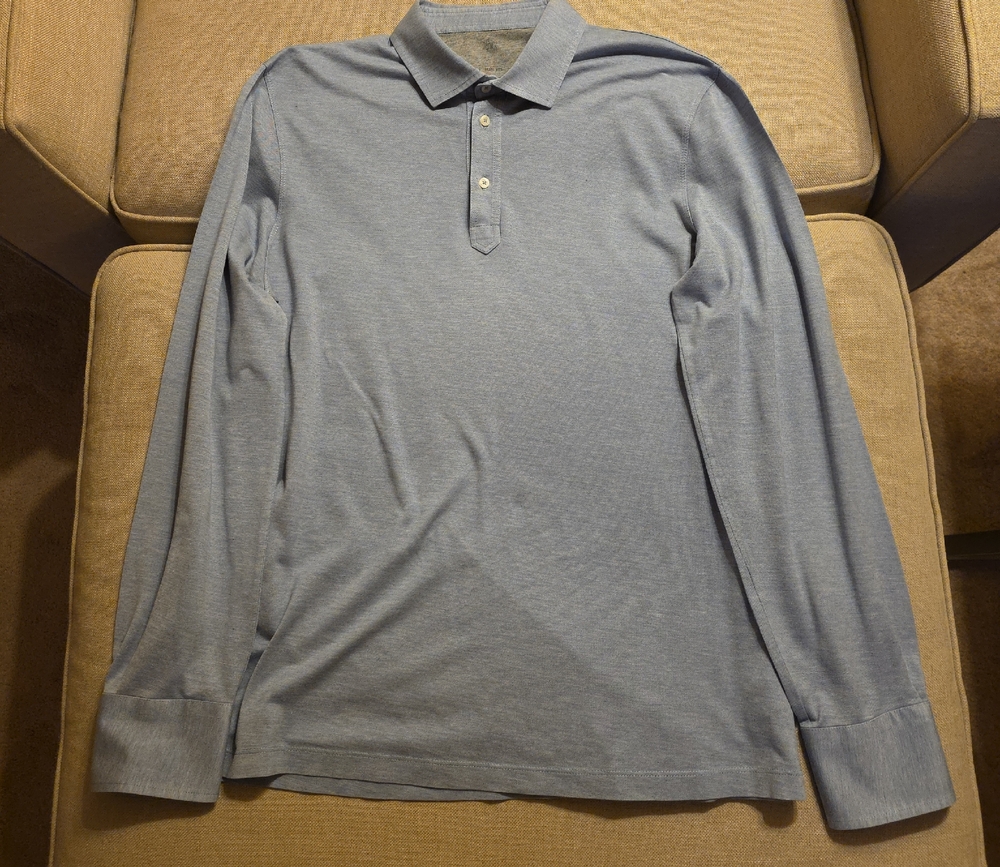 Brunello Cucinelli Sky Blue Long Sleeve Polo